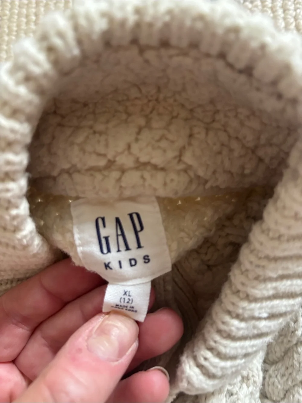 EUC GAP Cream Cable Knit Button Mock Neck Sweater Sz XL 12